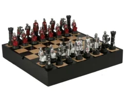 CHESS SET: Crusaders Black Maple Chest