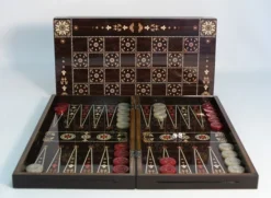 Backgammon: 19" Flowered Decoupage With Chessboard Back