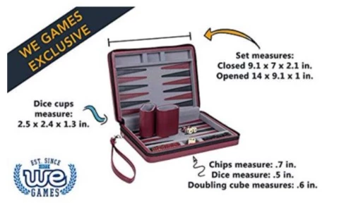 9" Backgammon Zip Case Burgundy - Image 5