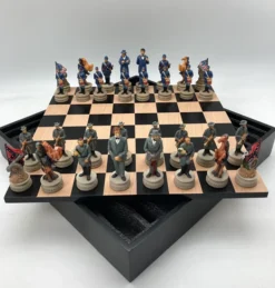 CHESS SET: Civil War: Black Maple Chest