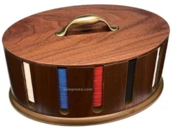 Poker Carousel, Walnut, Empty (Hold 300 & Cards)